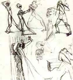 Desenho de Marcel Jango, Cabaret Voltaire, 1916. Desenho, 33 x 30. Galeria Schwarz, Milão.